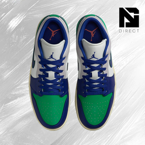 Air Jordan 1 Low 'rare Air' Zapatillas de Baloncesto Casuales con Cordones Estilo Walking en Cuero Azul Rey y Verde - Product Image 3