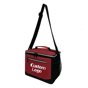 Custom Printed Insulated Lunch Bag Adult 600D Polyester Waterproof Picnic Bags shoulder Cooler Bags With Zip Pocket