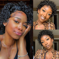 Perruque courte en dentelle frontale de 6 pouces avec cheveux humains bouclés courts, perruque en dentelle frontale brésilienne, perruque en cheveux humains, perruque en dentelle frontale 13X1 PerisModa