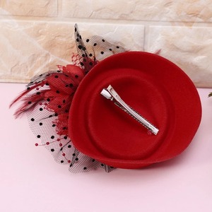 Chapeau Fascinator pour Femme avec <span class=keywords><strong>Voile</strong></span> en Maille, Fleur, Plume, Perles et Décorations Perlées, Pinces à Cheveux, Coiffe de Mariage, Nuptiale et de Cocktail - Product Image 5