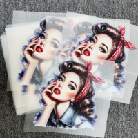 Autocollant de transfert thermique DTF personnalisé pour T-shirt, motif Fille Pin-up Vintage de haute qualité, prêt à imprimer