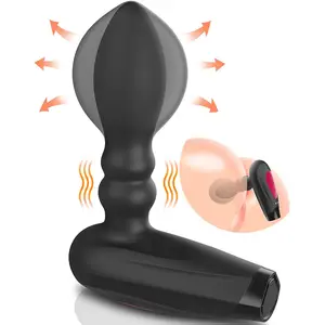 Automatic Inflatable Anal Vibrator Prostate Massager with 10 Vibrating Modes Silicone Rechargeable Vibrating Butt Plug