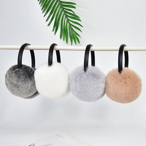 RTS – <span class=keywords><strong>cache</strong></span>-oreilles de luxe en fourrure de lapin véritable Rex pour <span class=keywords><strong>femme</strong></span>, protège-oreilles d'hiver chaud pour l'extérieur, à la mode, doux - Product Image 1