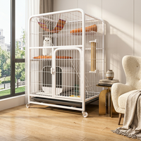 Cage pour chat à 3 niveaux de taille moyenne avec roulettes |   Cage pour animaux de compagnie en métal 60x45x105cm, bac à litière, griffoir, hamac pour chats d'intérieur, toutes saisons