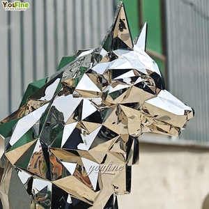Scultura in Metallo di Grande Dimensione, Arte Astratta Animale, Lupo in Acciaio Inossidabile - Product Image 4