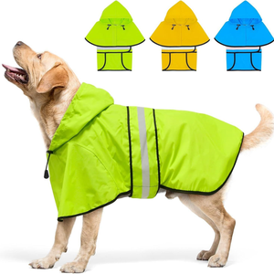 เสื้อกันฝนสำหรับสุนัขแบบสะท้อนแสงพร้อมฮู้ดปรับได้และช่องสำหรับสายจูง เสื้อกันฝนน้ำหนักเบาสำหรับสุนัขขนาดเล็ก กลาง และใหญ่ - Product Image 4