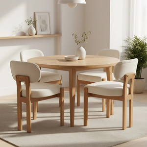 Juego de 2 Sillas de Comedor de Madera Maciza Tapizadas en Chenilla Estilo Rústico para Restaurante y Sala de Estar - Product Image 4