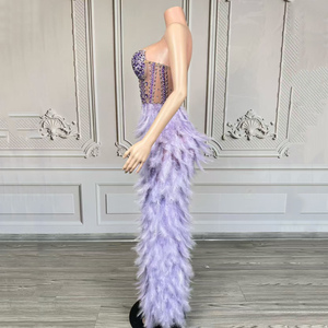 Novance Y4591 Dropshipping productos <span class=keywords><strong>plumas</strong></span> moradas Chic elegante <span class=keywords><strong>vestidos</strong></span> <span class=keywords><strong>de</strong></span> noche diamantes <span class=keywords><strong>de</strong></span> imitación vestido <span class=keywords><strong>de</strong></span> <span class=keywords><strong>fiesta</strong></span> <span class=keywords><strong>de</strong></span> cumpleaños <span class=keywords><strong>para</strong></span> mujeres - Product Image 5