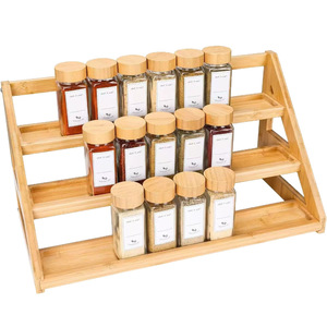 Bamboo Multi Layer <b>Spice</b> <b>Rack</b> 3 Tier Wooden Glass <b>Jar</b> Organizer <b>For</b> Kitchen Countertop Desktop Storage - Product Image 5