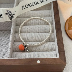 S925 Sterling Silver Charm <b>Bracelet</b> With Coral <b>Bead</b> Good Things Happen For Women Gift Jewelry - Product Image 4