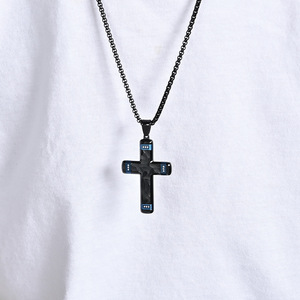 Original New Trendy Gold Plated Random Pattern Two-color Diamond <b>Cross</b> <b>Chains</b> Stock Men's Stainless Steel Accessories Pendant - Product Image 5