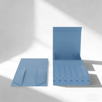 Boîtes cadeaux magnétiques imperméables géométriques florales bleu clair polyvalentes, motif étoile répétitif, emballage rigide en papier pliable