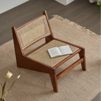 Chaise longue en rotin véritable français avec coussin-Style côtier pour balcon et villa
