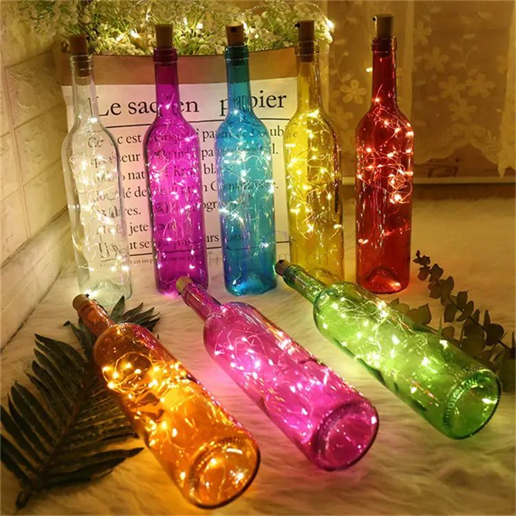 Guirlande de lumières LED pour bouteille de vin, lumière, liège, Noël, mariage, Halloween, bar, décoration, fête