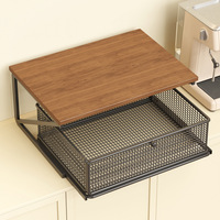 Support de rangement de bureau en métal sur pied pour machine à café et sachets de thé, panier de rangement double niveau anti-poussière et anti-rouille