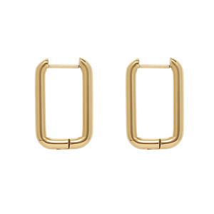 Joyería Minimalista de Moda, Aretes de Aro en Forma de U de Acero Inoxidable Chapados en Oro de 18K - Product Image 1