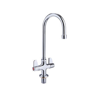 ก๊อกผสมน้ำในครัวแบบโครเมียมทองเหลือง ดีไซน์หรูหรา คันโยกคู่ น้ำไหลลื่น หัวก๊อกหมุนได้ ติดตั้งง่าย - Product Image 1