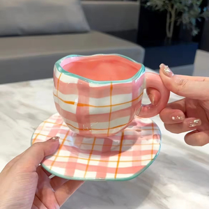 Juego de Taza de Café de Cerámica con Flores de Cerámica Hechas a Mano, Estilo Retro y Lujoso, Personalizado, con Platillo y Cuchara, Calidad 100% Garantizada - Product Image 6