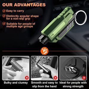 Coupe-ceinture et brise-vitre de voiture, outil d'évasion d'urgence portable 2-en-1 pour porte-clés - Product Image 3