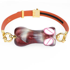 مجموعة ألعاب الكبار أحدث سيليكون + معدن + جلد طبيعي الكمامات دعم الجملة - Product Image 6