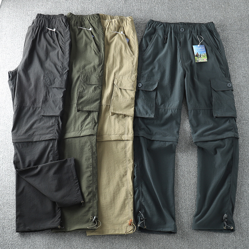 2023 vendita calda outdoor staccabile pantaloni cargo a due sezioni uomo streetwear casual dritto cerniera ginocchio pantaloni cargo rimovibili da uomo