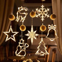 Weihnachtliche Fensterbeleuchtung, beleuchtete Glocke, Baum, Rentier, Schneeflocke, Stern, batteriebetrieben mit Saugnapf für Weihnachten