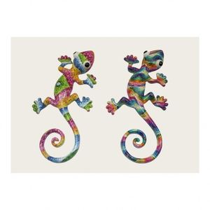 Décoration Murale Créative en Fer Forgé Coloré, Lézard Creux en Résine, Gecko de Jardin, Artisanat Tendance pour la Décoration Murale Intérieure - Product Image 3