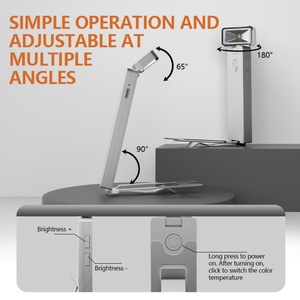 EGH Modern Traditional Indoor Table Lamps LED Reading <b>Light</b> Silvery ABS Shade for Hotels Living Rooms Chrome DC Battery Options - Product Image 3