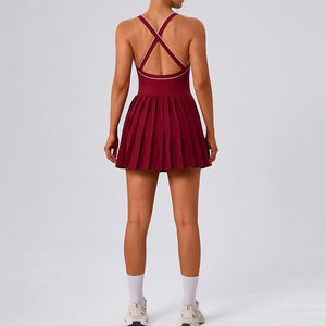 热销时尚美背无袖带口袋短裤健身舞蹈服高尔夫瑜伽女式网球服 - Product Image 3