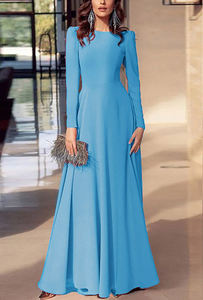 גבוהה באיכות נשים ערב שמלות נשף מקסי ארוך שרוול ערב שמלות מקסי לבוש הרשמי - Product Image 3