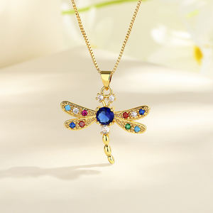 Joyeria 18K gioielli all'ingrosso Oro laminati Bijouterie Oro placcato Oro zircone libellula collana d'oro per le donne gioielli di moda - Product Image 3