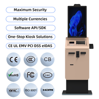 Crtly ATM Depósito Máquina de efectivo Autoservicio Pantalla táctil Impresora de boletos Lector de tarjetas Información Pago Kiosco Sistema Android