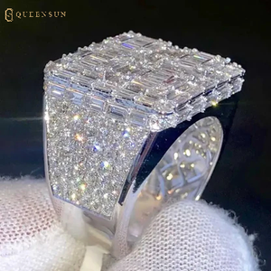 Cincin Hip Hop Moissanite perhiasan Iced Out 925 perak murni 10K 14K 18K cincin berlian pria penguji berlian lewat - Product Image 2