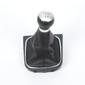Funda de palanca de cambios para Volkswagen Golf 6 Mk5 Mk6 Jetta Sagitar, 5 velocidades, 6 velocidades, cuero PU, negro, plateado, estilo clásico - Product Image 1
