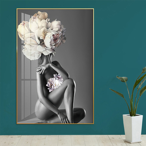 Une <span class=keywords><strong>femme</strong></span> sexy avec des fleurs art mural nu peinture <span class=keywords><strong>de</strong></span> luxe pour la décoration <span class=keywords><strong>de</strong></span> la maison photo impression toile et affiche fille - Product Image 5