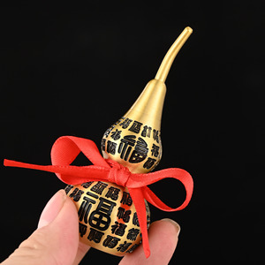 Ornement Feng Shui en laiton moulé en forme de calebasse Baifu, Wu <span class=keywords><strong>Lou</strong></span> ouvrable avec 100 Bénédictions et nœud rouge pour une décoration porte-bonheur à la maison - Product Image 3