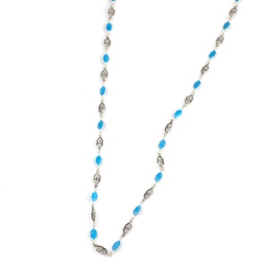 Collier chaîne en argent sterling 925 romantique pour femmes, émail bleu nacre, filigrane, fait à la main, bijoux turcs - Product Image 4