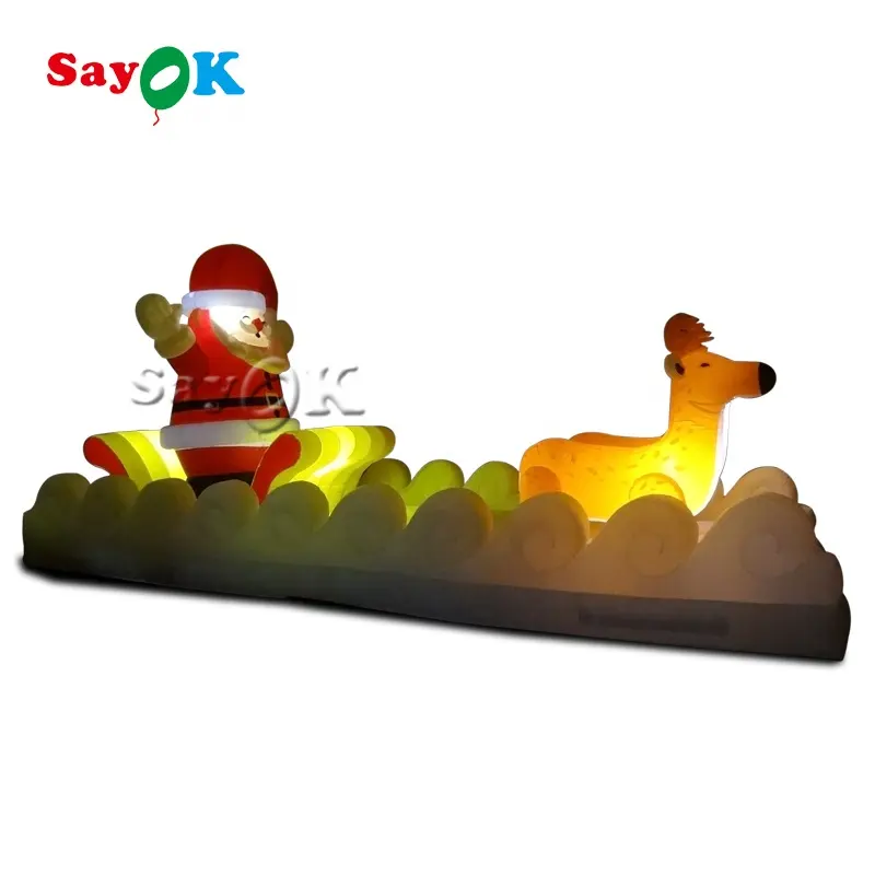 Надувной светодиодный Рождественский Санта с оленем, Санта-Клаус, надувная одежда для езды на олене, Санта-Клаусе, надувной грузовик