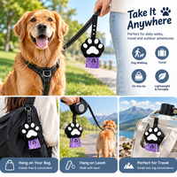 Ensemble de distributeur de sacs à excréments pour chiens et chats en silicone réutilisable portable 2-en-1, mains libres, étanche, pour les promenades en extérieur