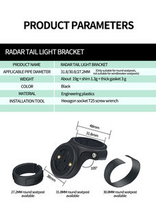 <span class=keywords><strong>Support</strong></span> de selle pour feu arrière de vélo vtt, <span class=keywords><strong>Support</strong></span> de <span class=keywords><strong>Support</strong></span> de lampe de vélo pour <span class=keywords><strong>Garmin</strong></span> Varia rétroviseur Radar/RTL510 - Product Image 5