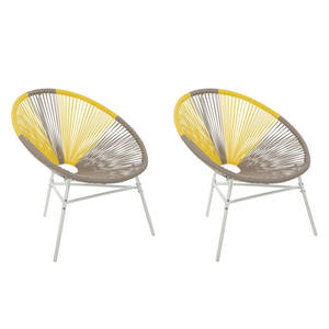 Ensemble de bistrot <span class=keywords><strong>Acapulco</strong></span> classique en acier métallique avec cadre en acier, table et chaises en rotin PE tressé à la main pour cafés et restaurants - Product Image 1