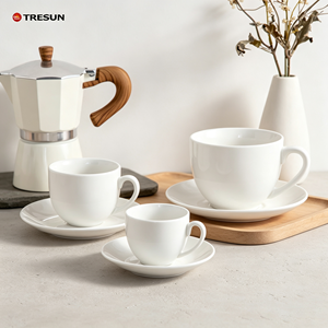 แก้วกาแฟและจานรองเซรามิกพอร์ซเลนสีขาวสไตล์นอร์ดิกคลาสสิกพิมพ์ลายตามสั่ง ขายส่ง - Product Image 4