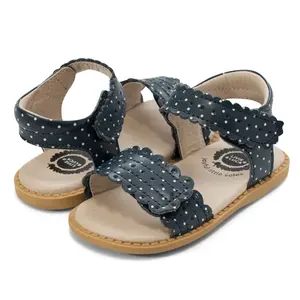 Livie and Luca cute bare foot High Quality genuine leather dress casual cute print slipper sandal for baby toddler youth girl