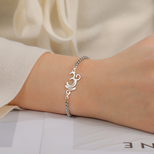 Simbolo OM bracciali fiori di loto per le donne degli uomini in acciaio inox buddhismo Hindu Yoga <span class=keywords><strong>Aum</strong></span> scatola bracciale a catena gioielli regali - Product Image 5