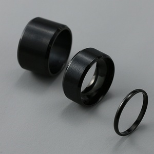Fashion Chunky Men <b>Blank</b> Band Men <b>Rings</b> Stainless Steel Black Plated Finger <b>Ring</b> - Product Image 4