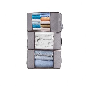 <b>Large</b> Double Zipper Foldable PVC Organizer Thickened Non-Woven Fabric Sewing Technique Functional <b>Wardrobe</b> Clothing - Product Image 1