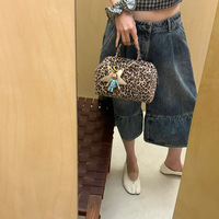Tas Tangan Wanita Bergaya Baru dari Kulit Asli Desainer Tren Terbaru, Tas Selempang Mewah Motif Leopard untuk Belanja dan Pesta