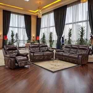 Nuevo Conjunto de Sillones Reclinables Modernos para el Hogar 2026 con Silla Deslizante, Sofá de Cuero PU Marrón para Sala de Estar y Comedor - Product Image 5