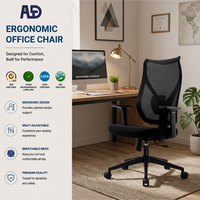 Chaise de bureau ergonomique en maille chromée avec appui-tête réglable, support lombaire, accoudoirs fixes, pivotante, en alliage d'aluminium