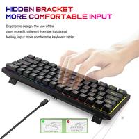 Clavier mécanique USB Type-C filaire à livraison rapide, 60 %, RGB, 61 touches, pour jeux, avec interrupteurs bleus